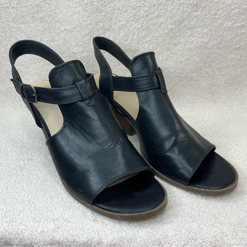 Frye & Co Gaia Slingback Heels Sandals Women’s 11 Black Faux Leather Casual Fall - Picture 3 of 11